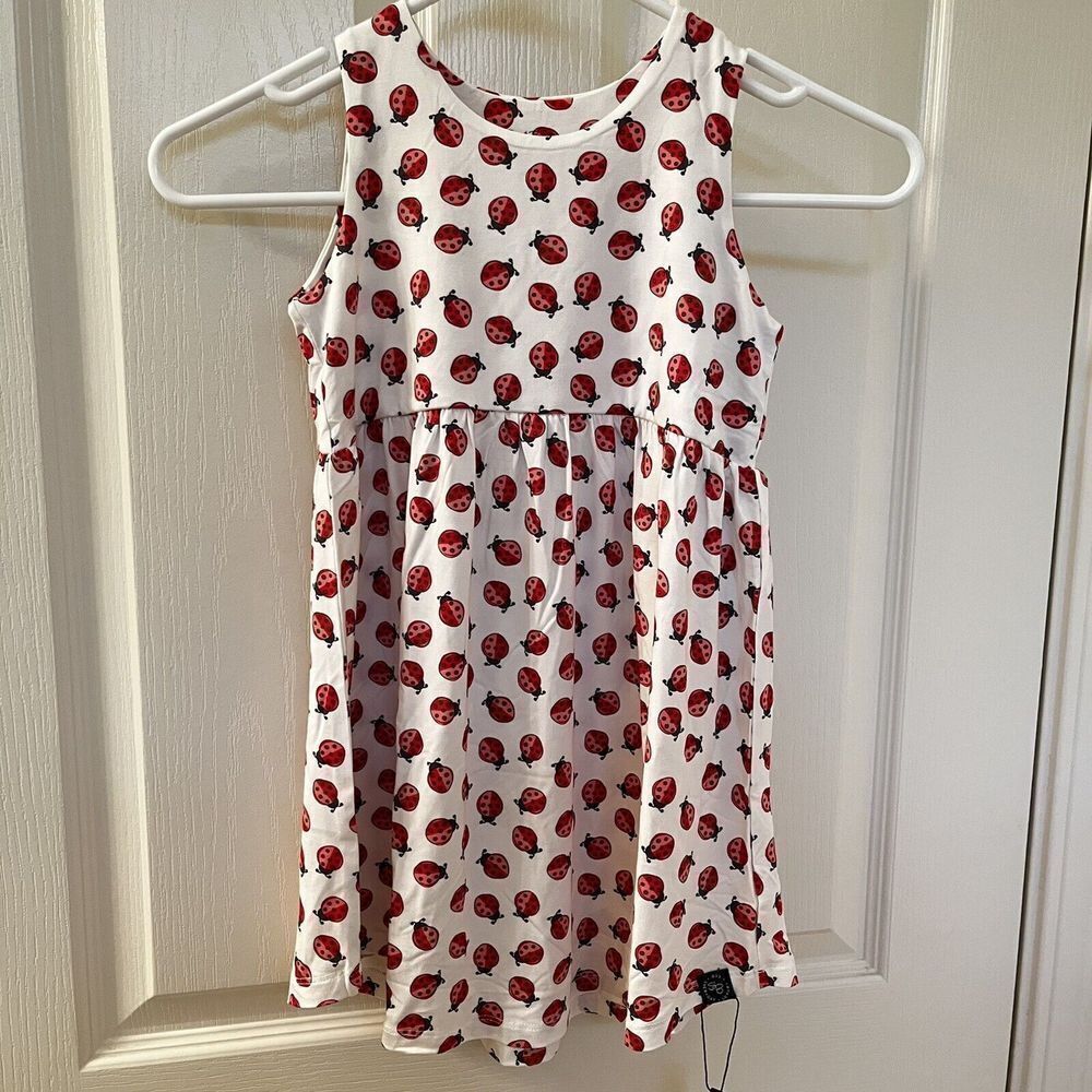 Sweet Bamboo Ladybug Crescent Moon Tank Dress Bamboo Girls Size 5 years NWT